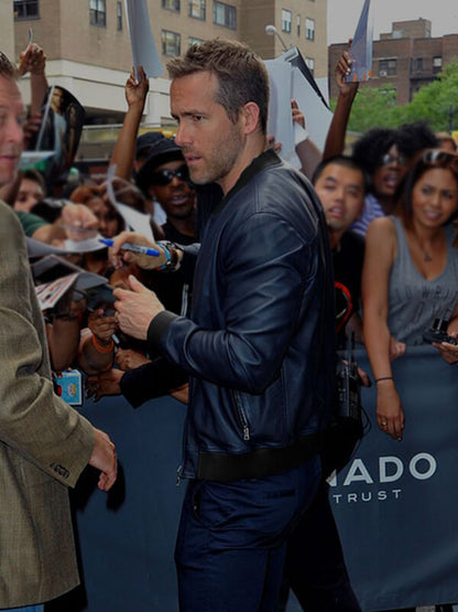 Ryan Reynolds Black Leather Jacket