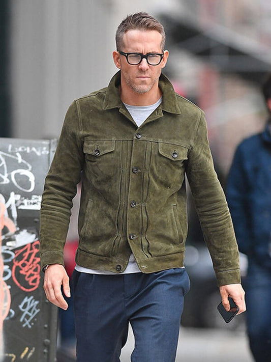 Ryan Reynolds Suede Leather Jacket 