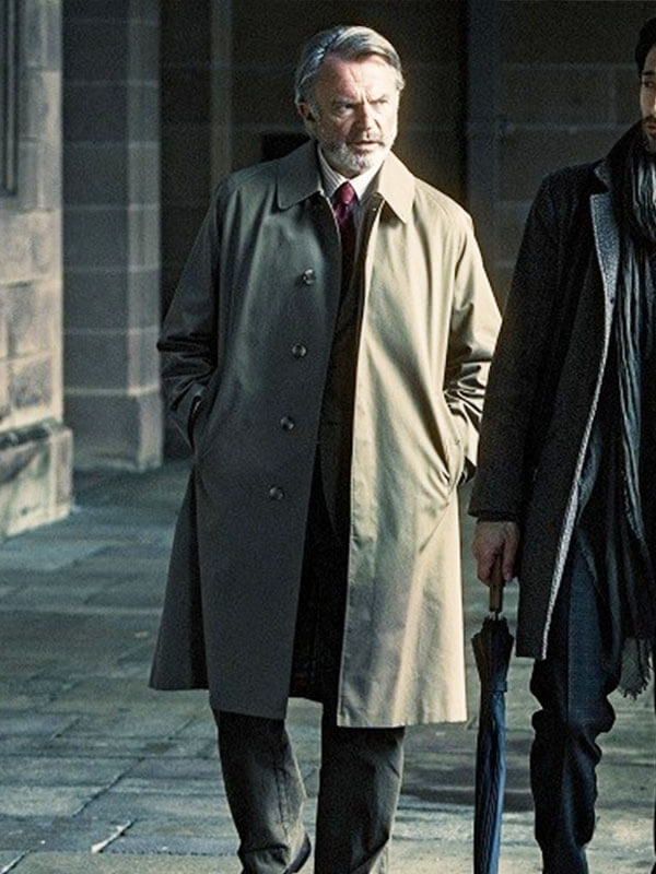 Sam Neil Back Track 2015 Brown Trench Coat