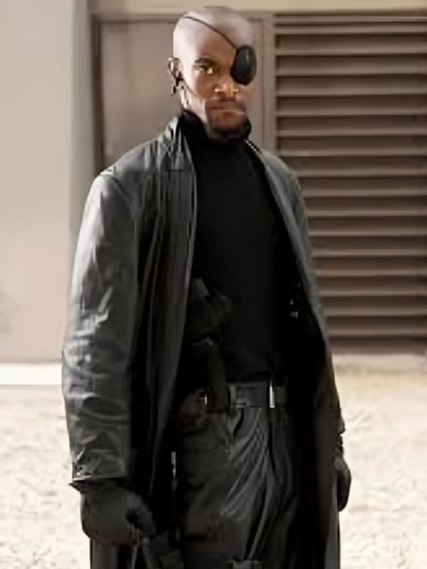   Samuel L. Jackson Black Leaather Coat 
