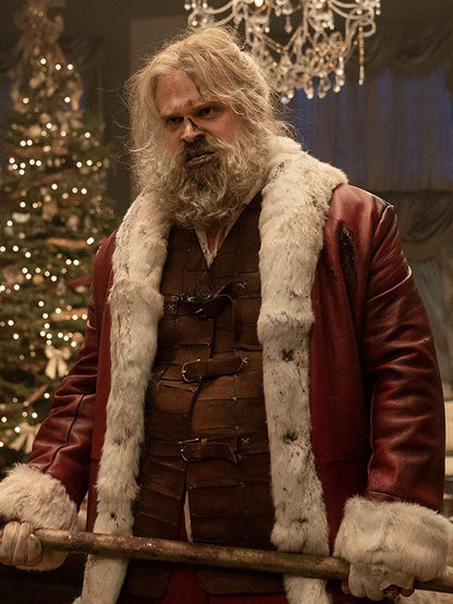 Santa Violent Night Red Leather Coat