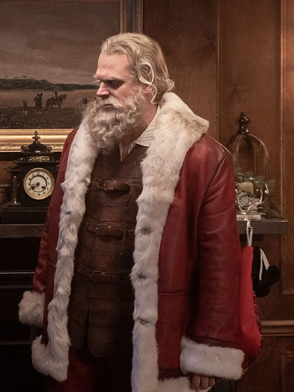 Santa Violent Night Red Leather Coat