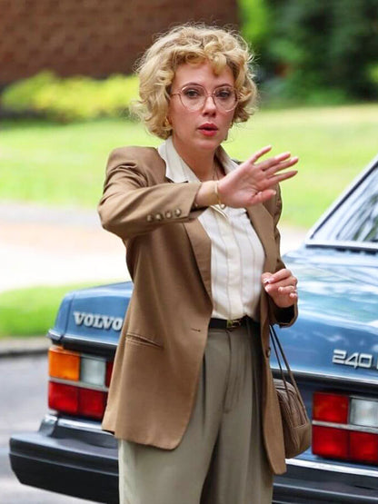 Scarlett Johansson Paper Tiger 2026 Brown Cotton Blazer