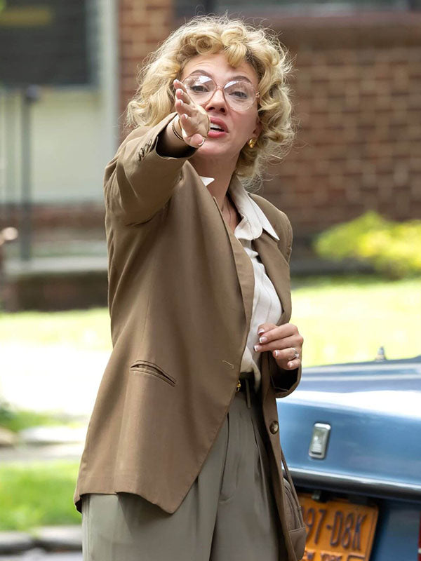 Scarlett Johansson Paper Tiger 2026 Brown Cotton Blazer