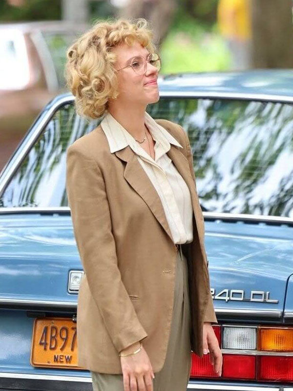 Scarlett Johansson Paper Tiger 2026 Brown Cotton Blazer