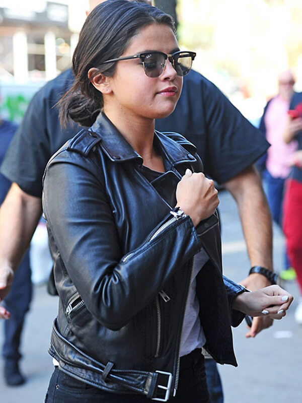 Selena Gomez New York 2015 Black Leather Jacket