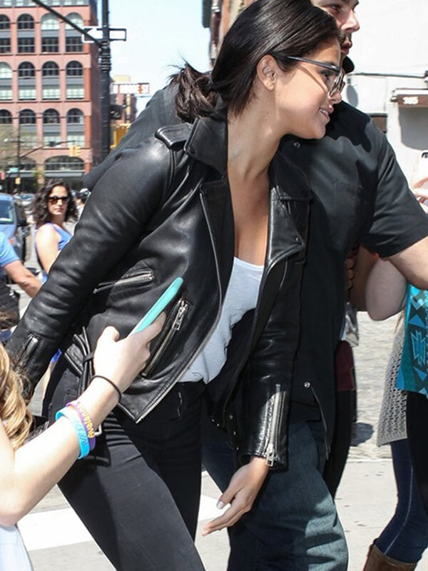 Selena Gomez New York 2015 Black Leather Jacket
