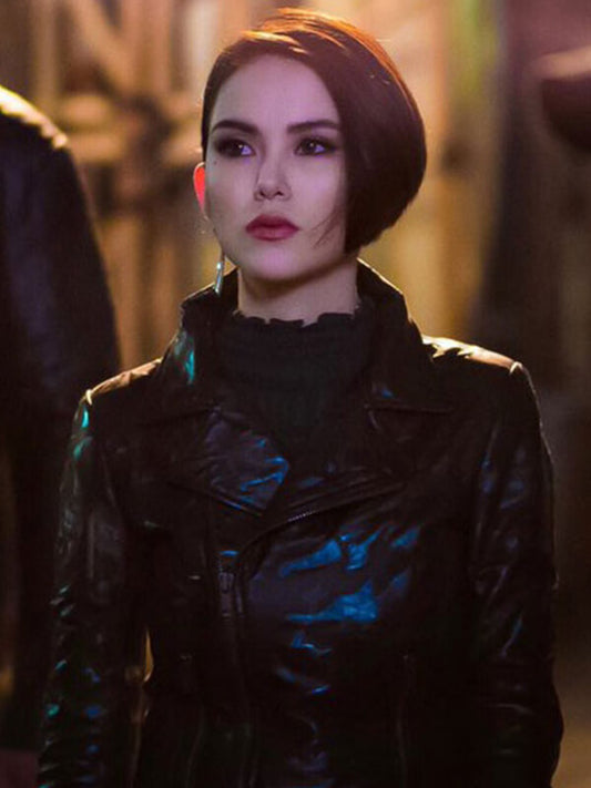 Skyscraper 2018 Hannah Quinlivan Black Leather Jacket