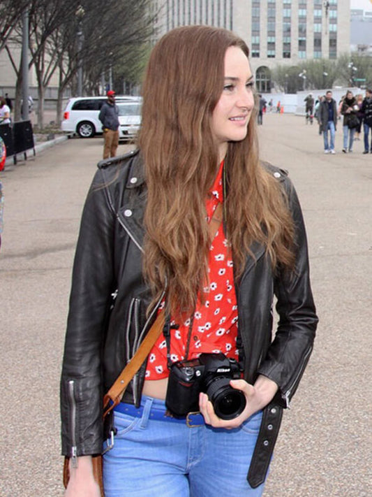 Snowden 2016 Shailene Woodley Black Leather Jacket