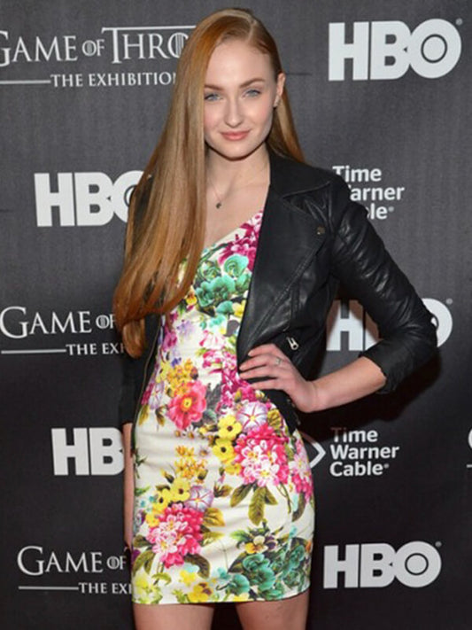 Sophie Turner Black Leather Jacket