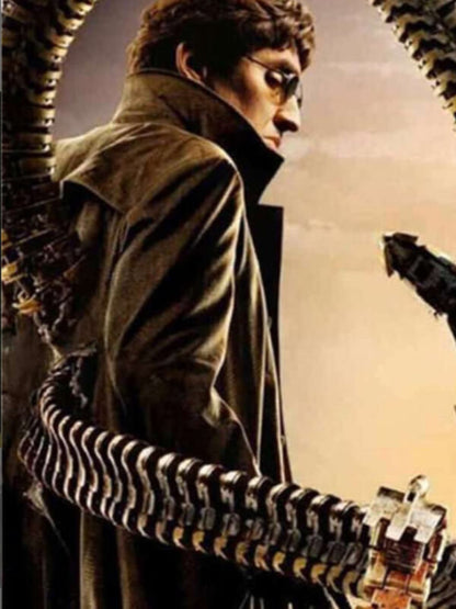 Spiderman No Way Home Alfred Molina Green Trench Wool Coat 