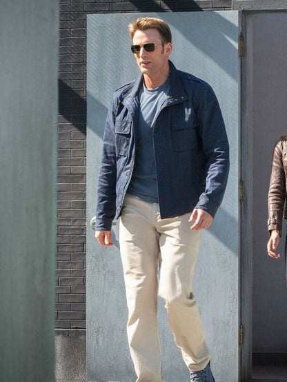 Steve Rogers Captain America The Winter Soldier Blue Cotton Jacket