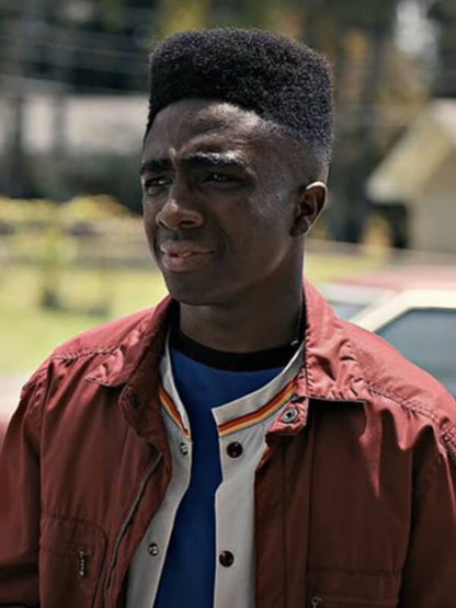 Stranger Things S4 Caleb McLaughlin Maroon Cotton Jacket