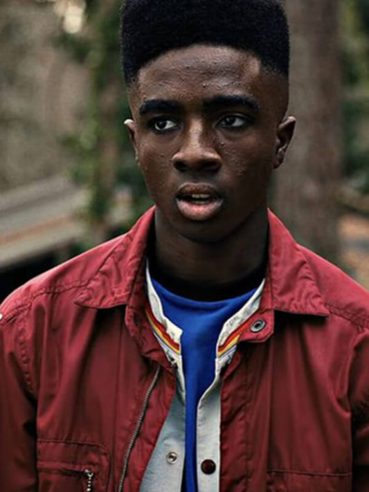 Stranger Things S4 Caleb McLaughlin Maroon Cotton Jacket