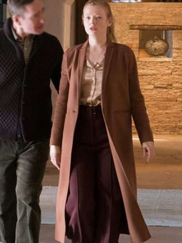 Succession 2018 Sarah Sanook Brown Wool Coat