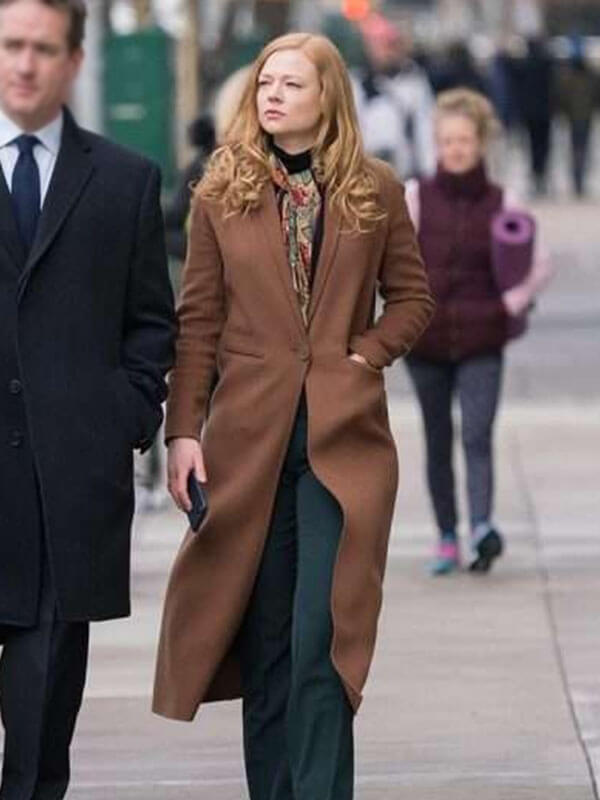 Succession 2018 Sarah Sanook Brown Wool Coat