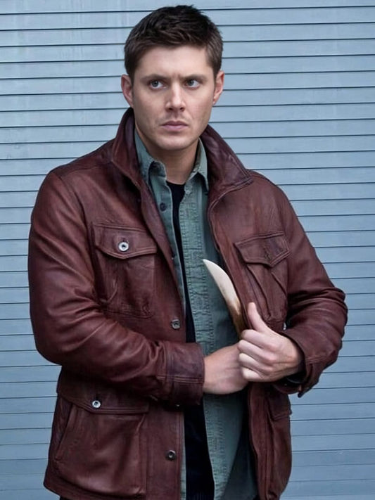 Supernatural Season 7 Jensen Ross Ackles Brown Leather Jacket