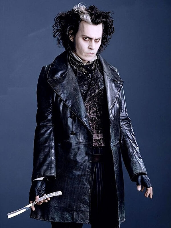  Sweeney Todd 2007 Johnny Depp Black Leather Coat