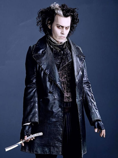  Sweeney Todd 2007 Johnny Depp Black Leather Coat