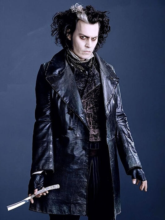  Sweeney Todd 2007 Johnny Depp Black Leather Coat
