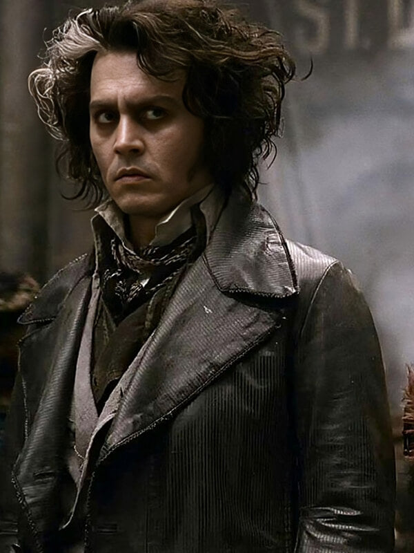  Sweeney Todd 2007 Johnny Depp Black Leather Coat