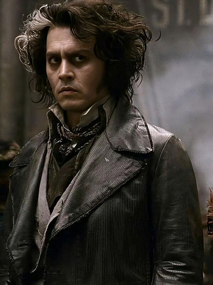  Sweeney Todd 2007 Johnny Depp Black Leather Coat