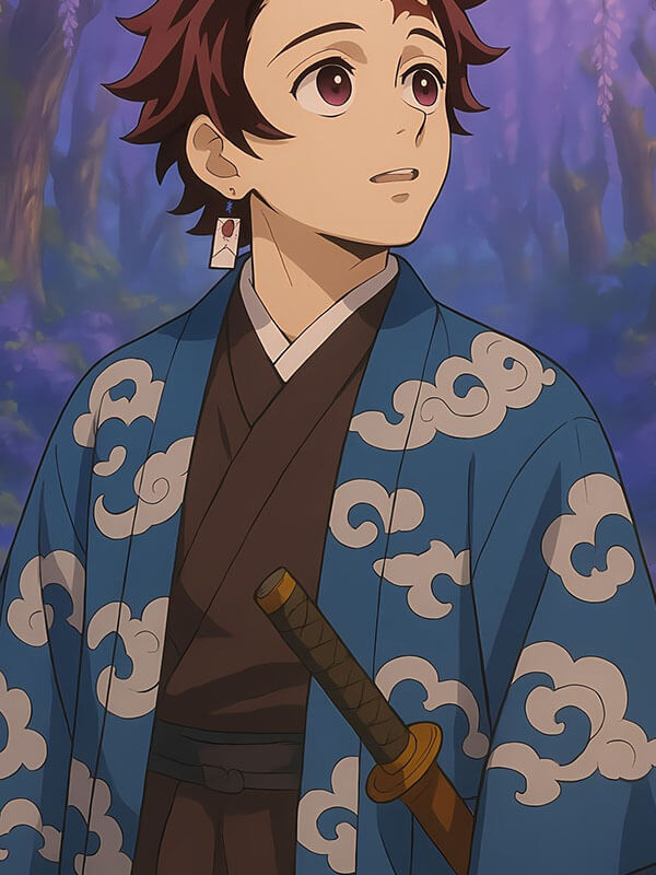 Tanjiro Kamado Demon Slayer Season 1 Blue Coat.