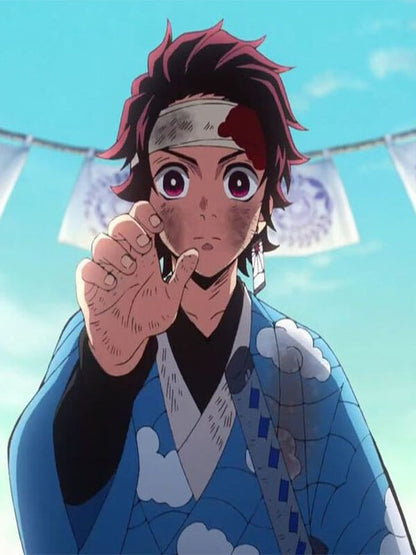 Tanjiro Kamado Demon Slayer Season 1 Blue Coat.