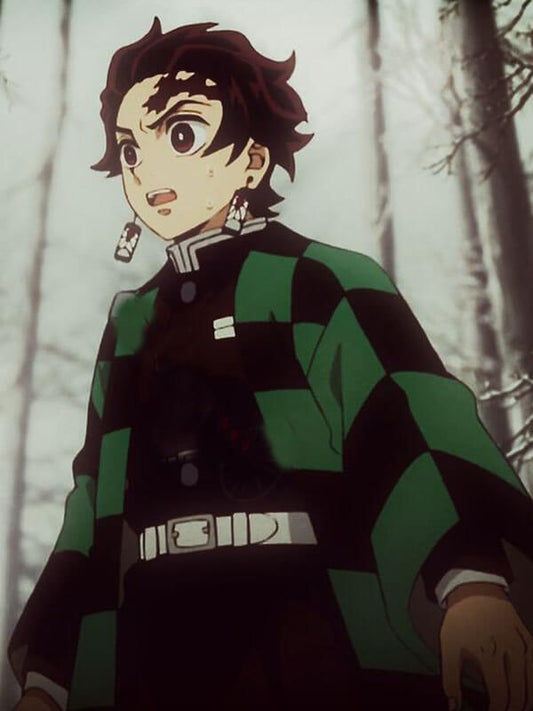 Tanjiro Kamado Demon Slayer Season 1 Green Checker Coat