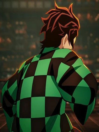 Tanjiro Kamado Demon Slayer Season 1 Green Checker Coat.