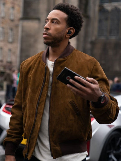 Tej Parker Fast & Furious 9 Brown Suede Bomber Jacket