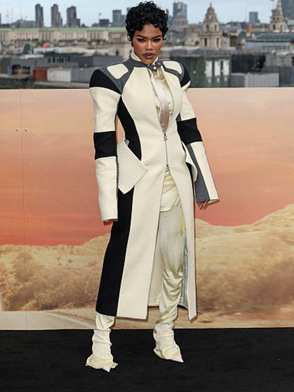 Tenaya Taylor One Battle After Another Premier Cream & Black Leather Coat