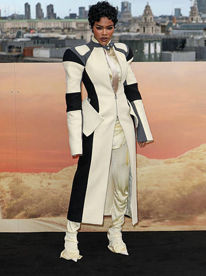 Tenaya Taylor One Battle After Another Premier Cream & Black Leather Coat