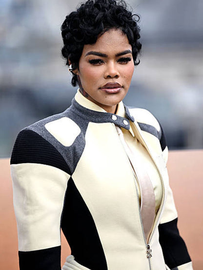 Tenaya Taylor One Battle After Another Premier Cream & Black Leather Coat