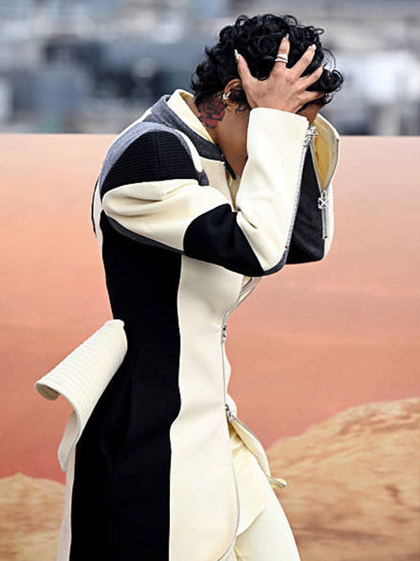 Tenaya Taylor One Battle After Another Premier Cream & Black Leather Coat