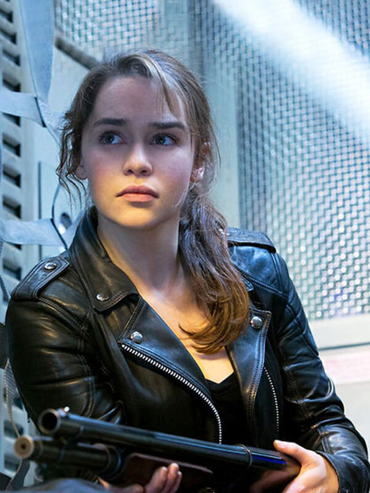 Terminator Genisys 2015 Sarah Connor Black Leather Jacket