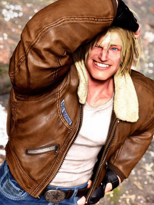 Terry Borgard Street Fighter 6  Brown Leather Jacket