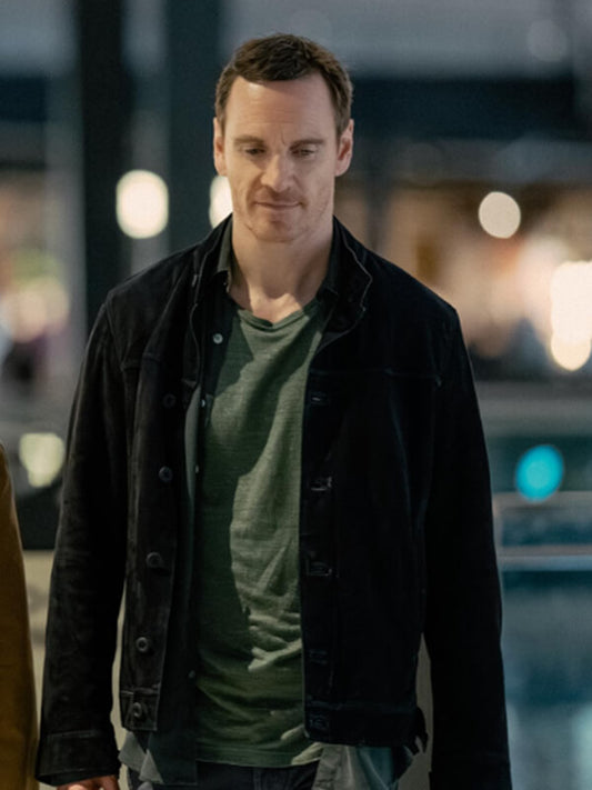 The Agency 2024 Michael Fassbender Black Suede Jacket 