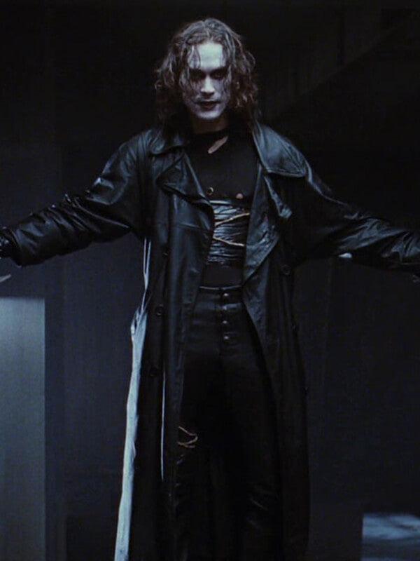 The Crow 2024 Brandon Lee Black Leather Coat 