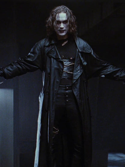 The Crow 2024 Brandon Lee Black Leather Coat 