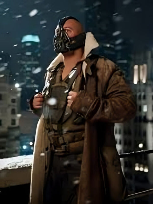  The Dark Knight 2012 Tom Hardy  Brown Waxed Leather Coat