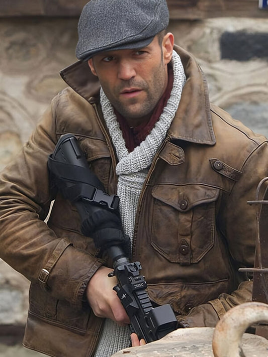 The Expendables 2 2012 Jason Statham Brown Leather Jacket 