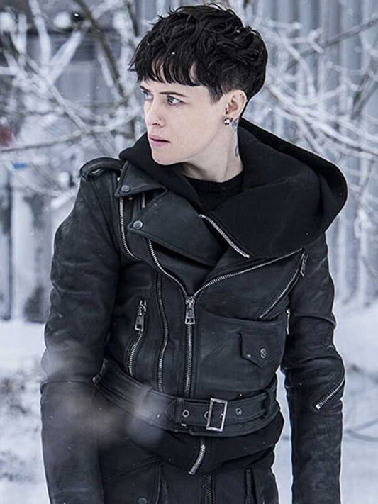The Girl in the Spider's Web 2018 Claire Foy Black Leather Jacket  
