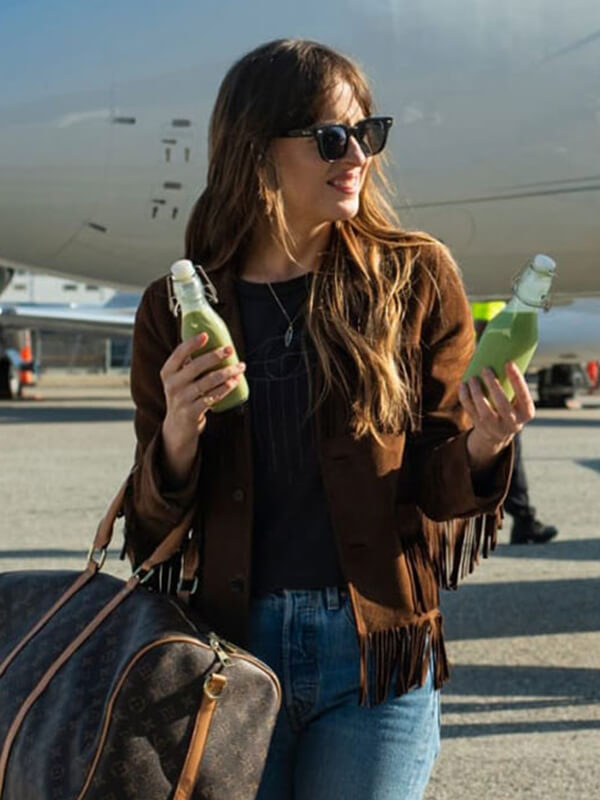 The High Note 2020 Dakota Johnson Brown Suede Leather Jacket