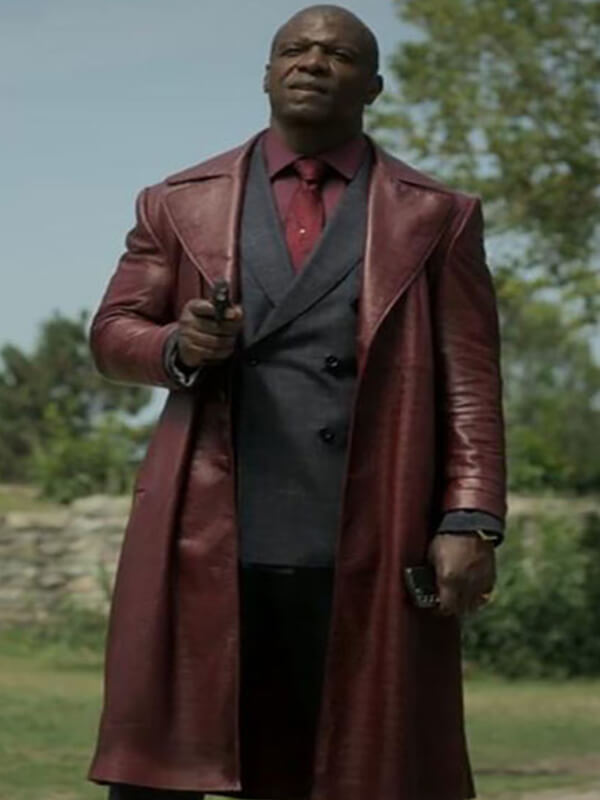 The Killer Game 2024 Terry Crews Maroon Long Coat