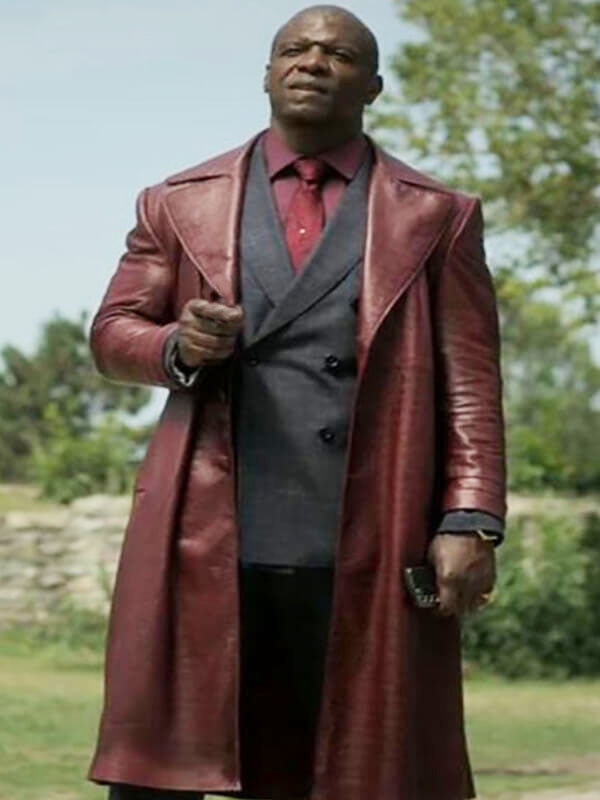 The Killer Game 2024 Terry Crews Maroon Long Coat