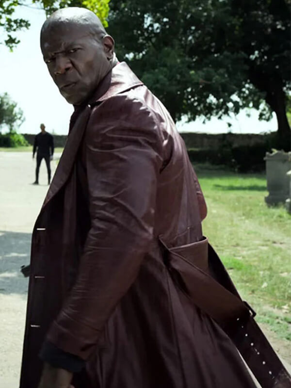 The Killer Game 2024 Terry Crews Maroon Long Coat