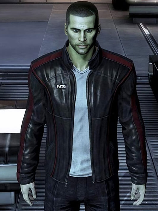  The Mass Effect 3 2012 N7 Black Leather Jacket 
