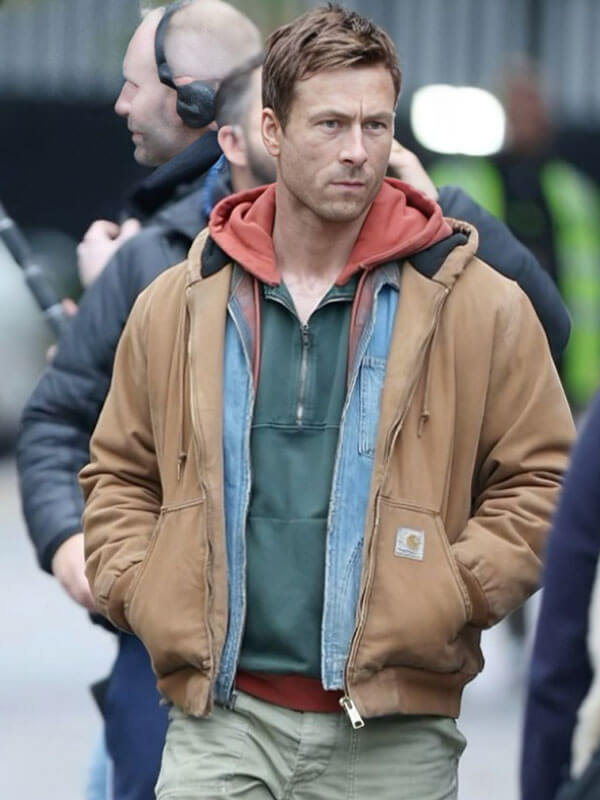 The Running Man 2025 Glen Powell Brown Jacket