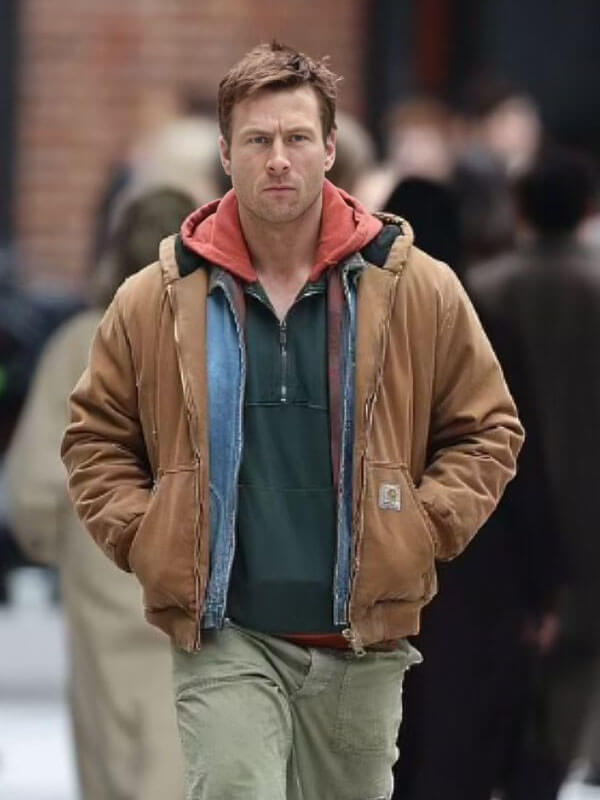 The Running Man 2025 Glen Powell Brown Jacket